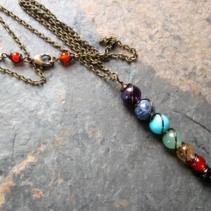7 Chakra Necklace Wire Wrapped Chakra Gemstone Pendant on - Etsy