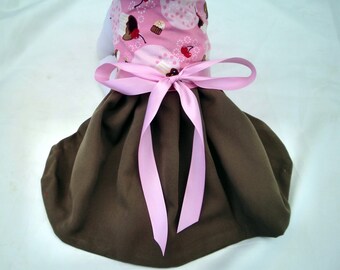 DOGS or CATS Cupcake and brown Denim Dress --