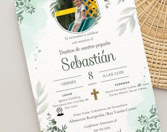 Canva で編集可能な洗礼招待状 - Google マップ用の地図付きデジタル カード - イベント用にダウンロードおよび印刷可能。