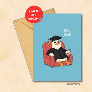 Cartões de formatura para imprimir para um amigo | E agora? | Trocadilho com pato | Saudação engraçada de formatura | Download digital | JPEG | Cartão de felicitações