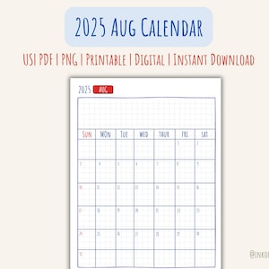 August 2025 Calendar Printable – Minimalist One Page Monthly Planner | US Letter PDF | Simple Wall or Desk Layout | Instant Download