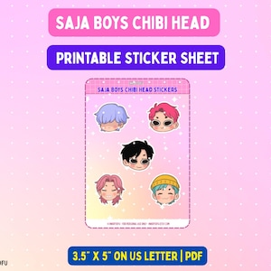 K‑Pop Demon Hunters  Chibi Sticker Sheet PDF | Saja Boys Digital Printable for Journals & Planners