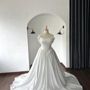 Wedding Gown With Detachable Draped Shoulders / Renaissance Wedding Dress / Basque Waist Wedding Dress / Fantasy Wedding Dress /SA099