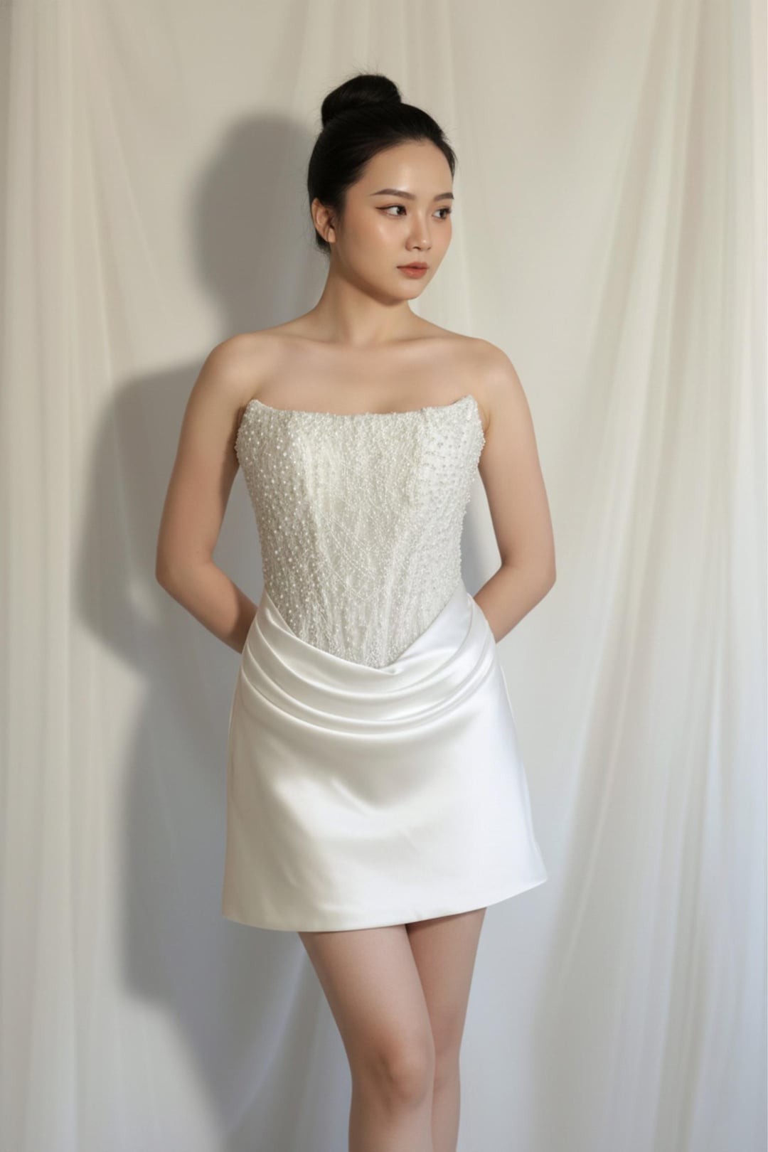 knee length dresses for ladies Hannah Pearl Beaded Floral Satin Corset Mini Dress main image 1