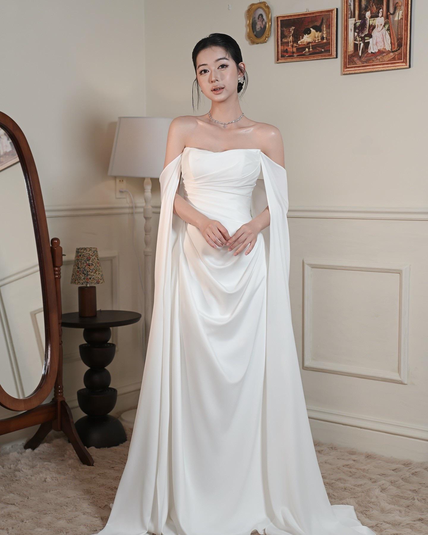 formal women's white goddess off the shoulder dress for roleplay White Off Shoulder Gown by Cinderella Divine CD944W main image 1
