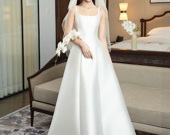 sachin and babi light blue dress Civil Wedding Dress / Casual Wedding Dress / Engagement Dress / Simple Wedding Dress / Minimalist Wedding Dress / SA054