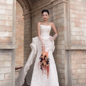 Brautkleid aus Spitze / Korsett Brautkleid / Minimalistisches Brautkleid / SA097
