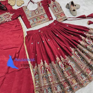 Red Lehenga choli for Girl kids soft net with embroidery and sequence work designer lehenga readymade kids lehenga for wedding and party
