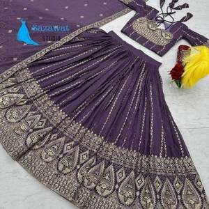 Lehenga Choli for women with heavy work purple Indian wedding wear bridal lehenga for ritual