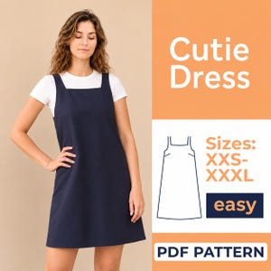 Schnittmuster für ein Latzkleid | Latzkleid | Einfaches Anfänger-Schnittmuster für Damen | Größen XXS bis XXXL | A0, A4 und US Letter | Bebilderte Anleitung