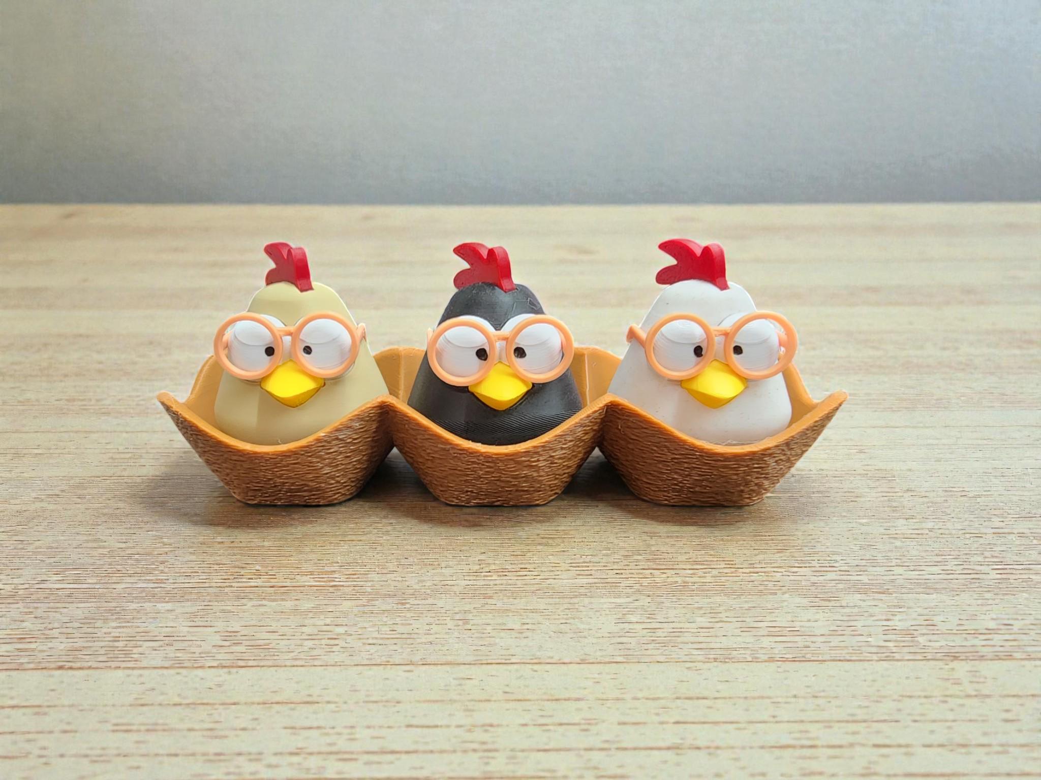 3D Printed Chick Trio • Cute Easter Chick Set in Egg Carton • Spring ...