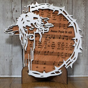 Jesus Paid It All Hymn Plaque – Layered Wood Christian Decor