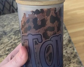 UNC Tarheel Leopard Blue Ombre Glass Tumbler