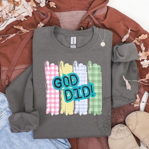 God Did Easter Plaid Brush Stroke Design | Christian Faith Cut File (Digital Download)