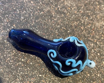 Bright Blue Octopus on a Cobalt Blue Glass
