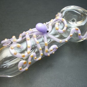 Crystal Clear with a Purple Octopus Glass Pipe image 2