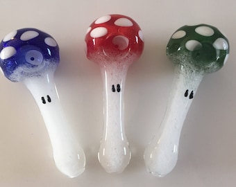 Mushroom Mega 1UP Glass Pipe Glow in the Dark