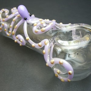 Crystal Clear with a Purple Octopus Glass Pipe