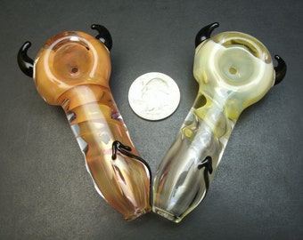 Devil Horns on a Color Changing Glass Pipe