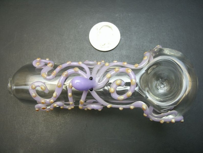 Crystal Clear with a Purple Octopus Glass Pipe image 4