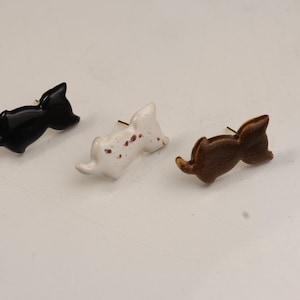 Handmade Ceramic Cat Earrings, Cute Kitty Studs, Clay Cat Earrings for Cat Lovers, Minimalist Cat Jewelry, Unique Gift for Her