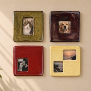 Handmade Ceramic Photo Frame, Colorful Wall Picture Frame, Unique Pottery Wall Decor, Photo Frame Set, Housewarming Gift