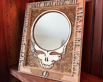 Eyes of the World - A Wood-Framed Stealie Mirror from DeadWoodWork.Shop