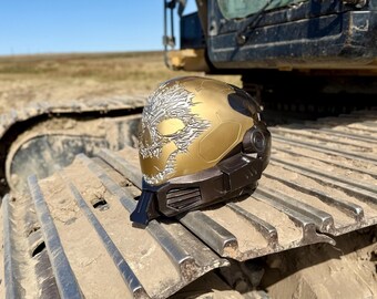 emile motorcycle helmet for sale 3D Printed Halo Reach Replica The visor is applied with electroplating silver and gold paints Emile Helmet - Etsy