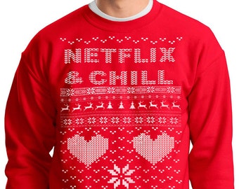 NETFLIX et CHILL DRAKE Pull de Noël moche Netflix Bling t shirt sweat-shirt Netflix 1800 hotline bling sweat-shirt