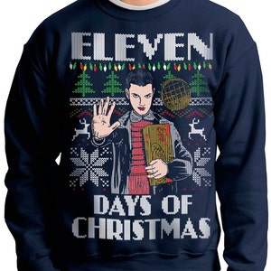 Ugly Christmas Sweater Stranger Things Eleven Days of Christmas Holiday Sweater Christmas Jumper Seven Christmas Sweater image 3