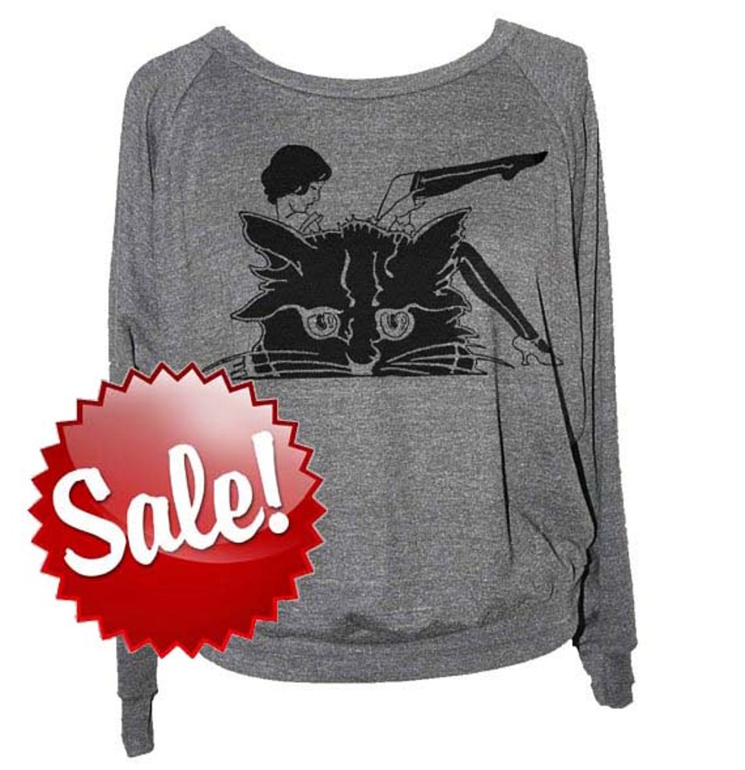 Womens SEXY CRAZY CAT Lady Sweatshirt Long Sleeve Pullover Shirt