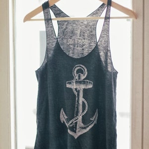 Anchor Tank Top racerback nautical womens tank shirt, Many color choices sm, med, lg, xl, xxl image 3