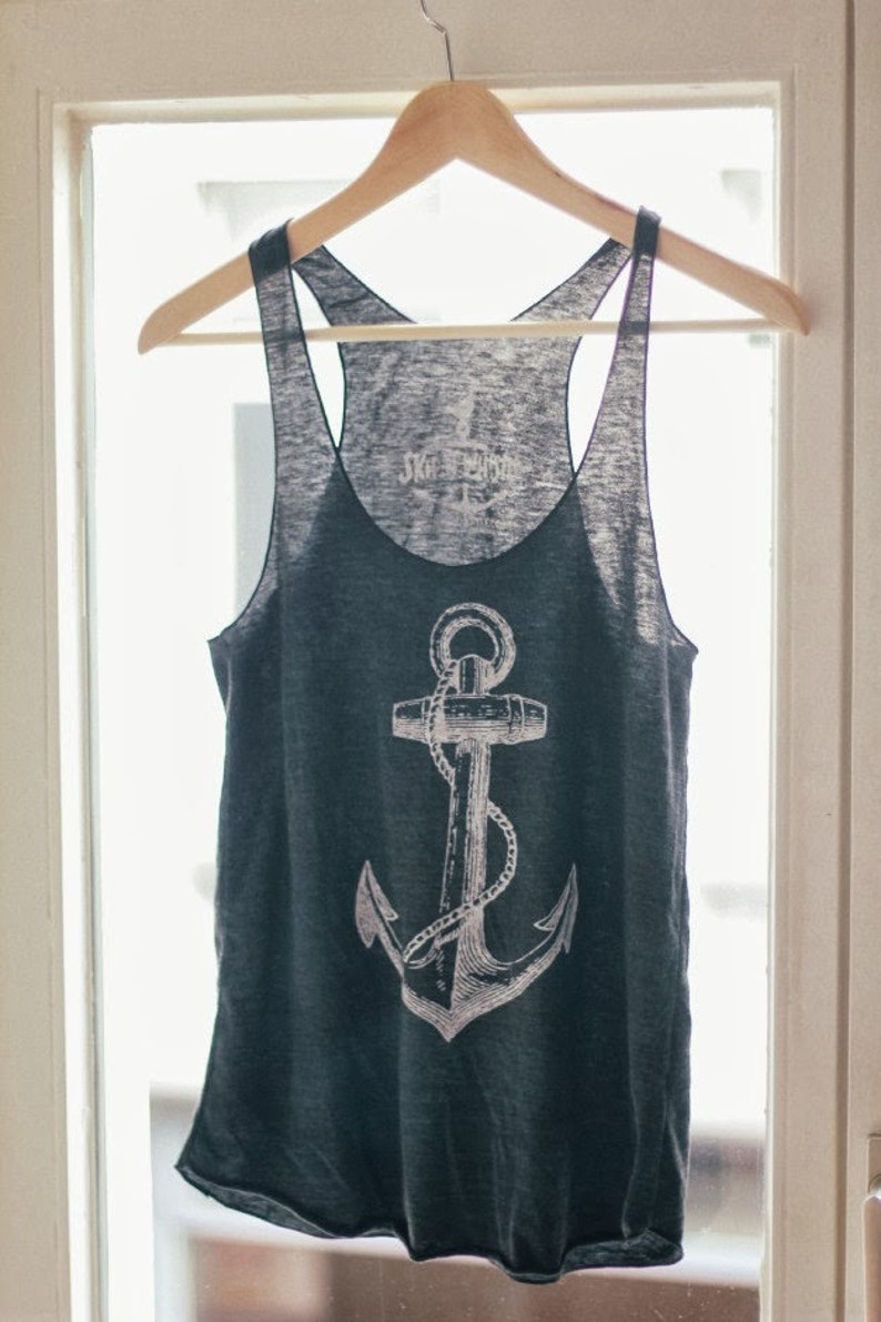 Anchor Tank Top racerback nautical womens tank shirt, Many color choices sm, med, lg, xl, xxl image 3