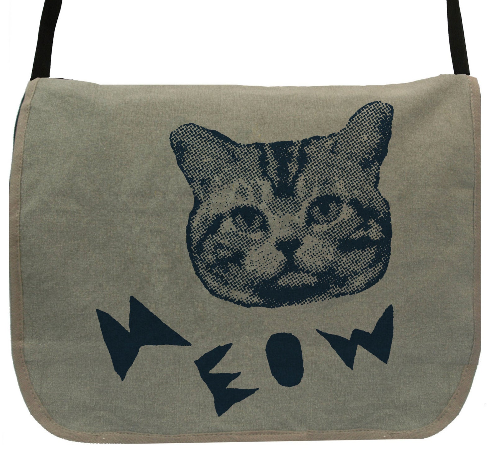 Meow Cat Canvas Messenger Bag Large Field Bag Etsy