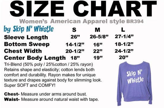 American Apparel Zip Up Hoodie Size Chart