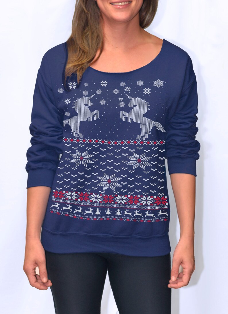 Women's Ugly Christmas Sweater Unicorn Sweatshirt - Etsy