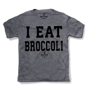 I EAT BROCCOLI -- KIDS T Shirt -- (7 Farbauswahl) Größe 2t, 3t, 4t, jugend xs, yth sm, yth med, yth lg skip n whistle
