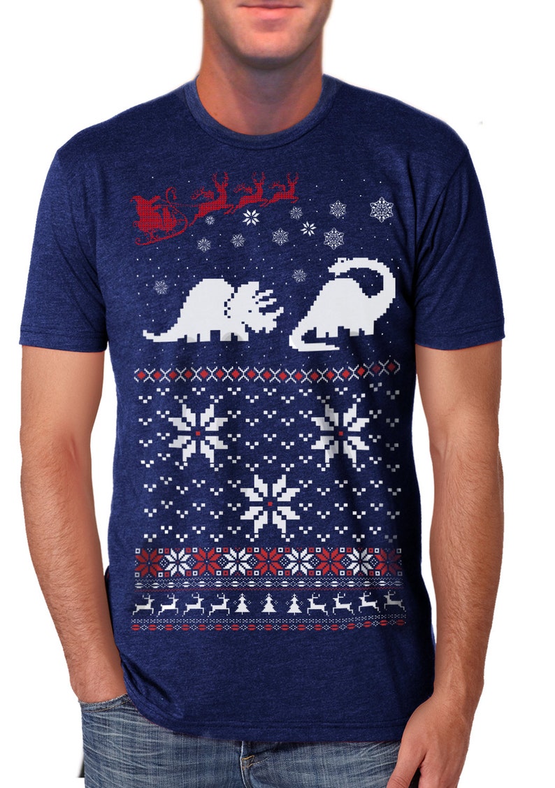 Ugly Christmas sweater t shirt Dinosaur Sweater mens unisex sizes sm med lg xl xxl image 1