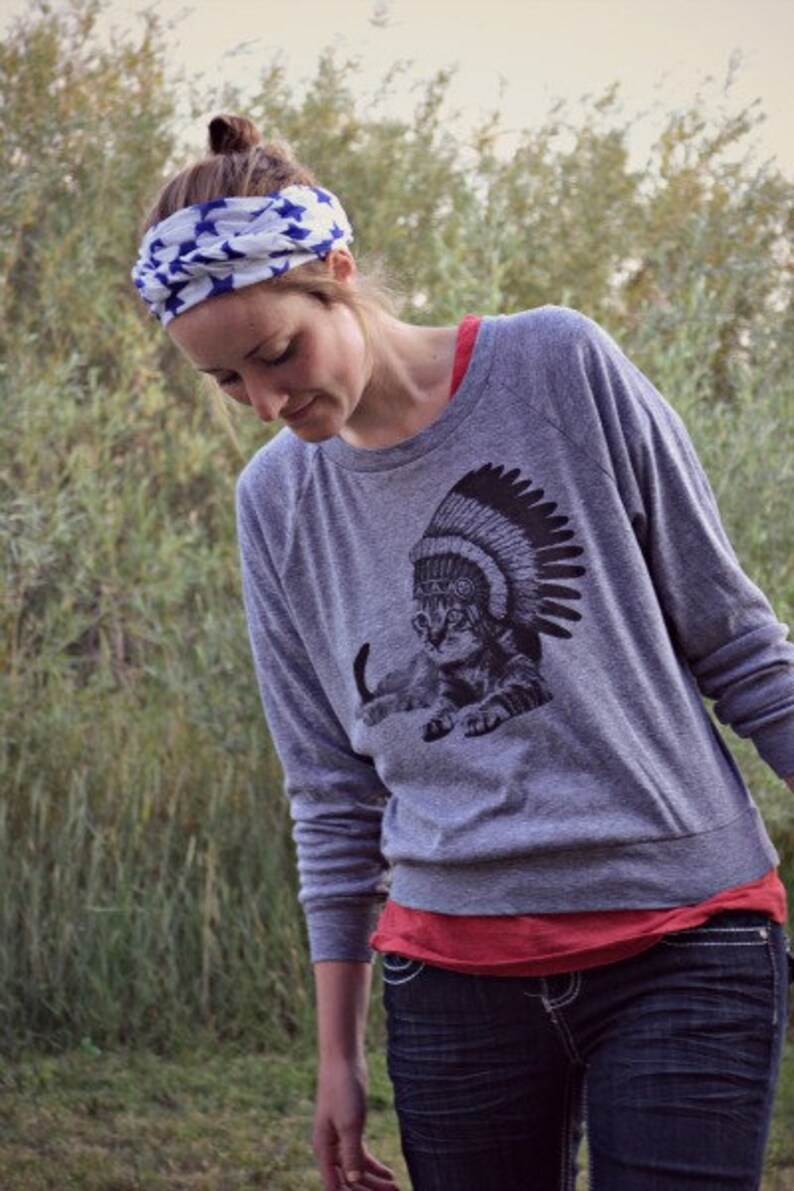 Cat Sweatshirt Cat Indian Womens Raglan American Apparel Etsy