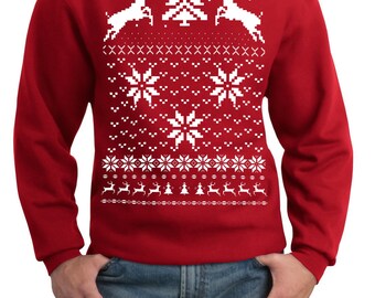 Ugly Christmas sweater -- Deer in the snow -- pullover sweatshirt -- s m l xl xxl xxxl