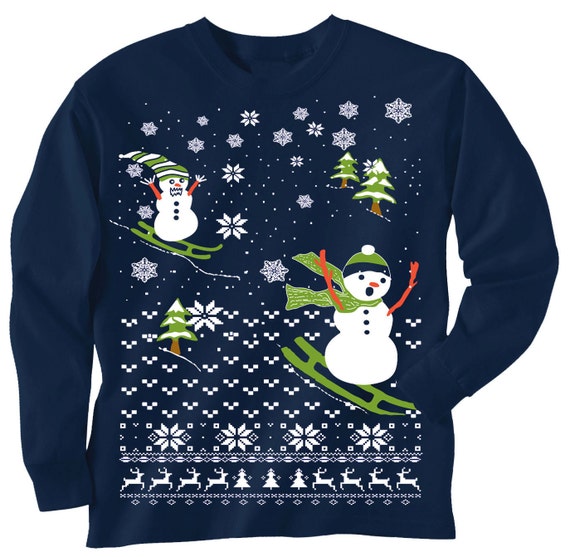 toddler christmas sweater tee scary snowman chasing long etsy scary christmas sweaters