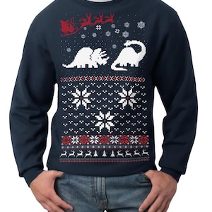 Ugly Christmas sweater Santa Dinosaur pullover sweatshirt s m l xl xxl xxxl image 2