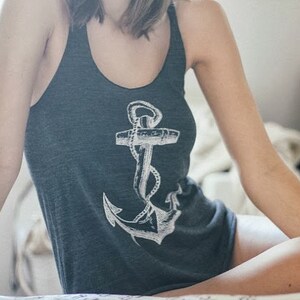 Anchor Tank top --- women's racerback tank shirt Tri-Blend   S M L (8 Color Options)