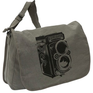 VINTAGE CAMERA Bag -- Canvas messenger bag -- large field bag -- adjustable strap skip n whistle