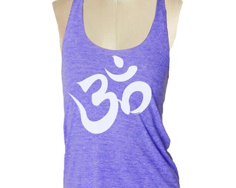 Chemise OHM YOGA Tank Top - Vêtements imprimés américains Tri-Blend Tank workout - 8 options de couleurs Disponibles en tailles S, M, L