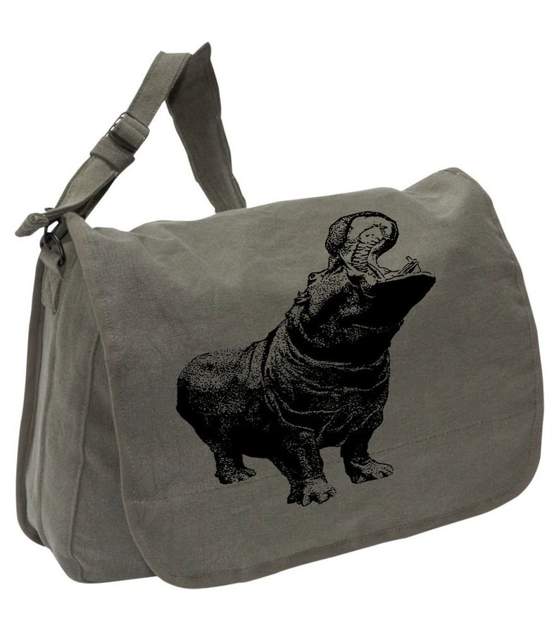 HIPPO BAG Canvas messenger bag large field bag Etsy
