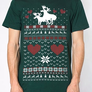 Ugly Christmas sweater t shirt Moose Love mens unisex sizes sm med lg xl xxl image 3