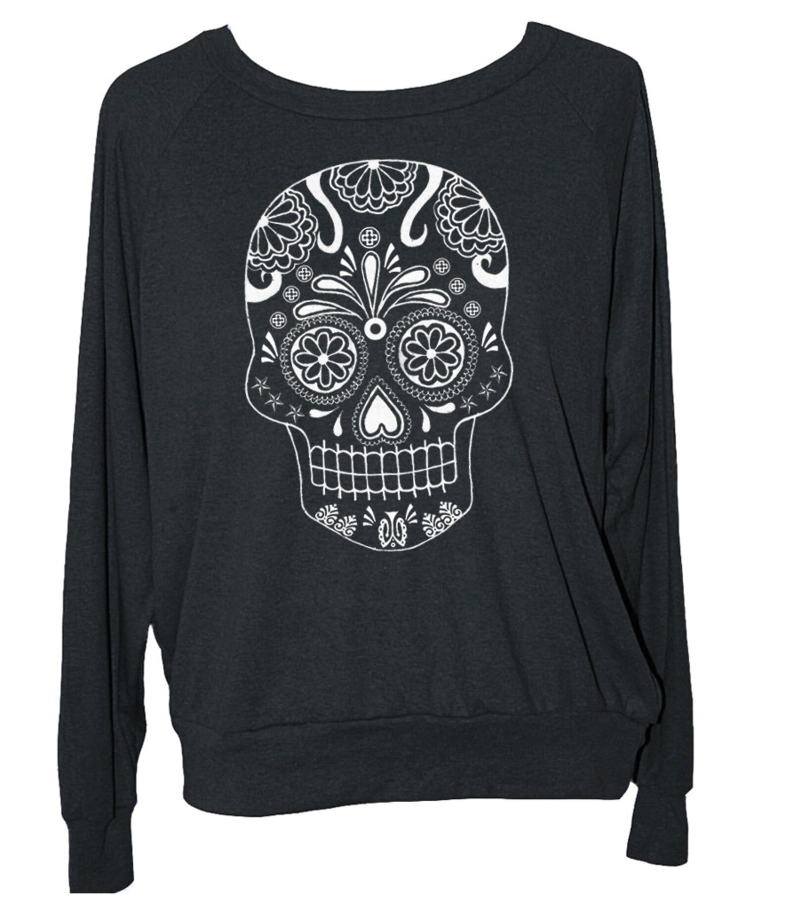 Womens SUGAR SKULL Sweatshirt American Apparel Long Sleeve Etsy