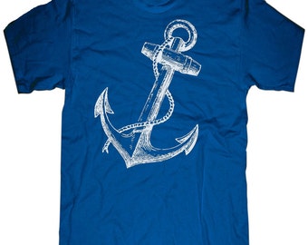 Mens unisex T-shirt --- Vintage Anchor ---- sizes sm med lg xl xxl skip n whistle