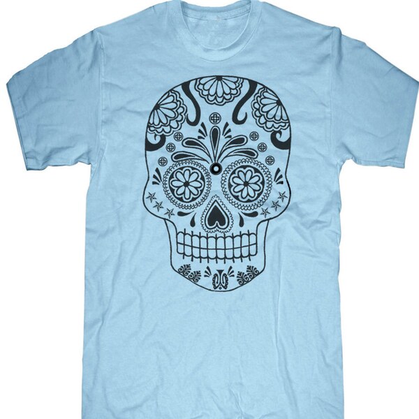 Mens unisex T-shirt --- Sugar Skull ---- sizes sm med lg xl xxl 3xl, 4xl, 5xl skip n whistle